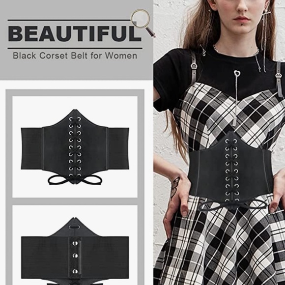 DERLOW Women\'s Corset Belt Wide Leather Waist Belt for Daily Punk Halloween Dres